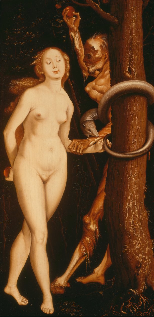 Eva, ormen och döden av Hans Baldung Grien