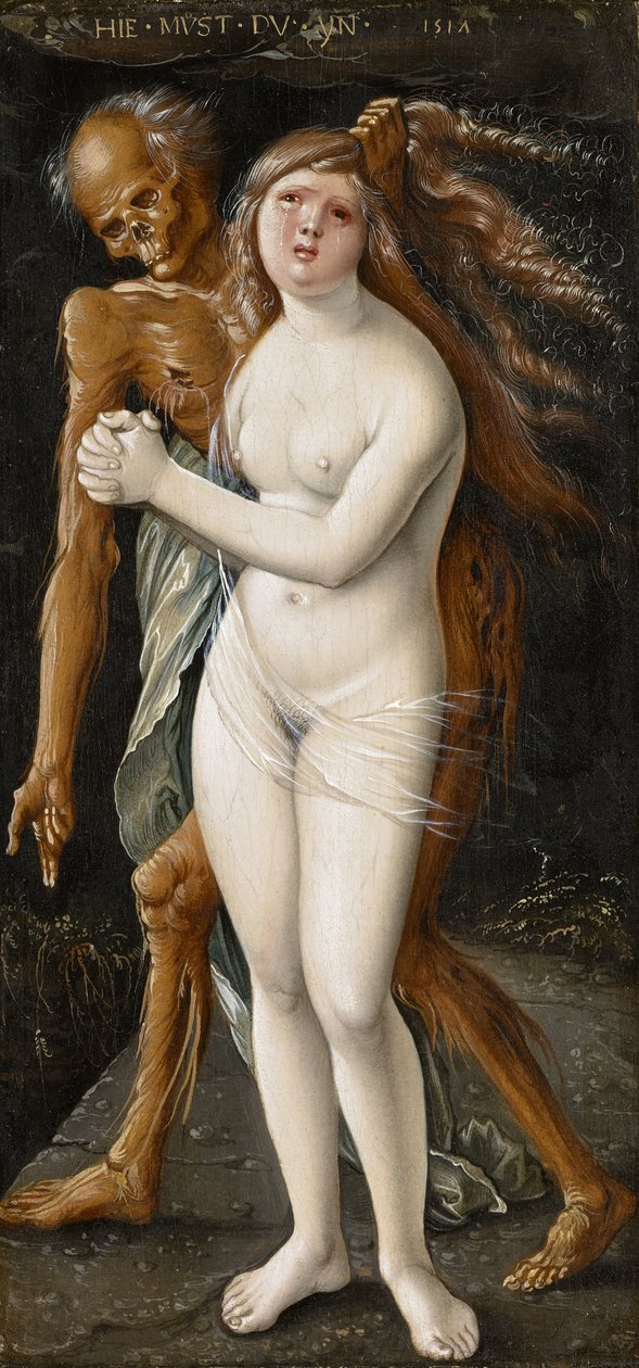 Ung kvinde og død, 1517 (tempera på panel) swed av Hans Baldung Grien