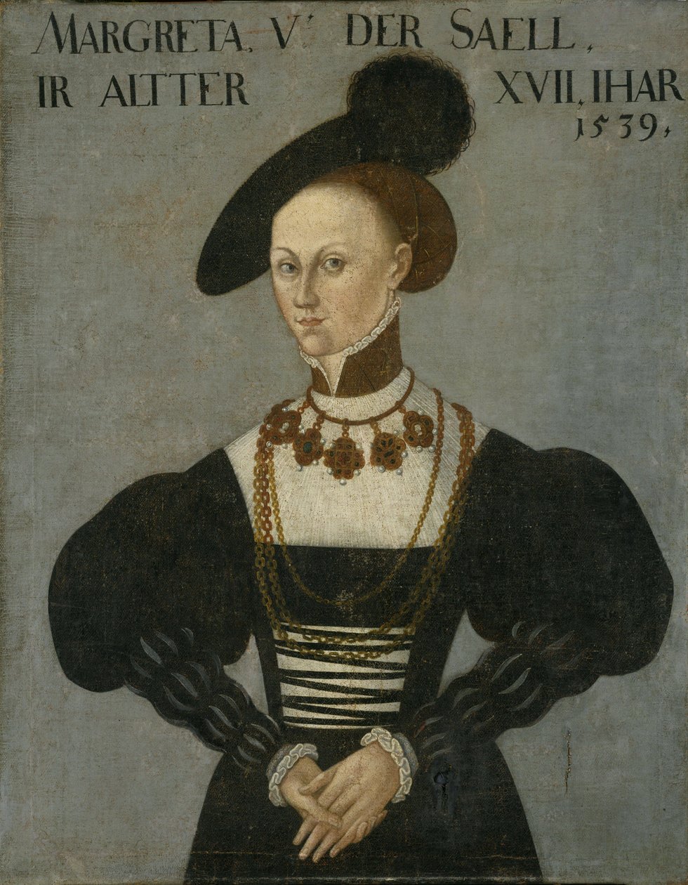Margarethe von der Saale, morganatic wife of Philip I av Hans Brosamer
