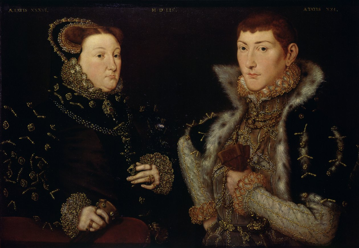 Lady Mary Nevill och hennes son Gregory Fiennes, 1559 av Hans Eworth