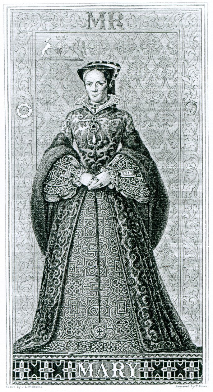 Queen Mary I graverad av T.Brown av Hans Eworth