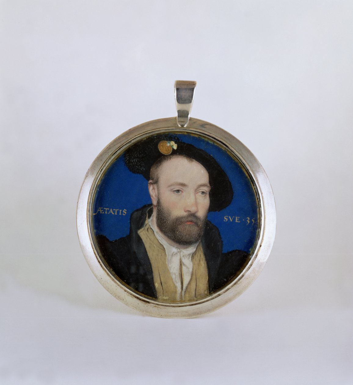 En okänd man, 1543 (gouache på kort klippt i guld) av Hans Holbein der Jüngere