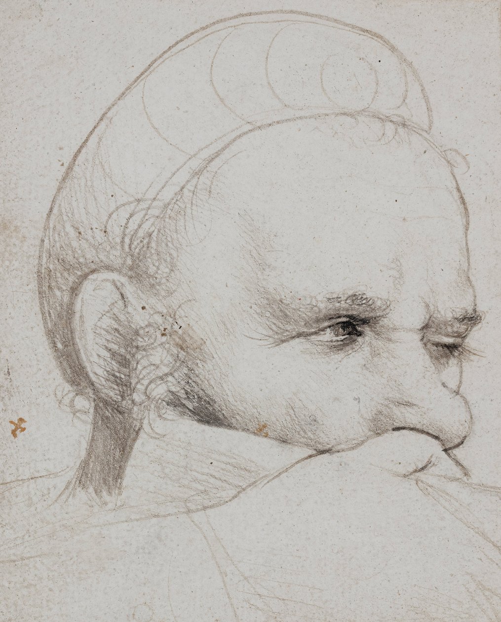 Huvudet på en armbåge som tar sikte av Hans Holbein the Elder