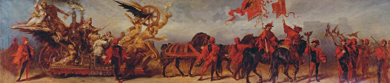 Design för kejsar Franz Josephs jubileumsprocession: Järnvägsarbetarna, 1879 av Hans Makart