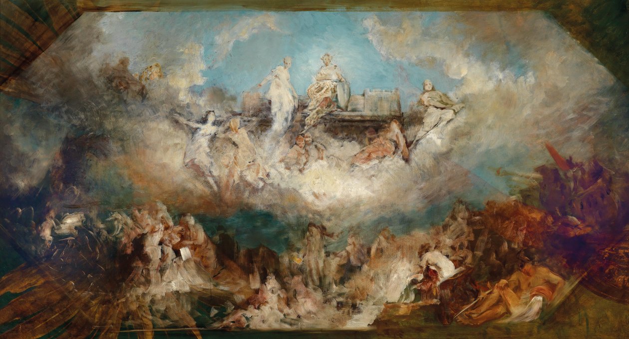 Die Versenkung des Nibelungenhortes im Rhein av Hans Makart