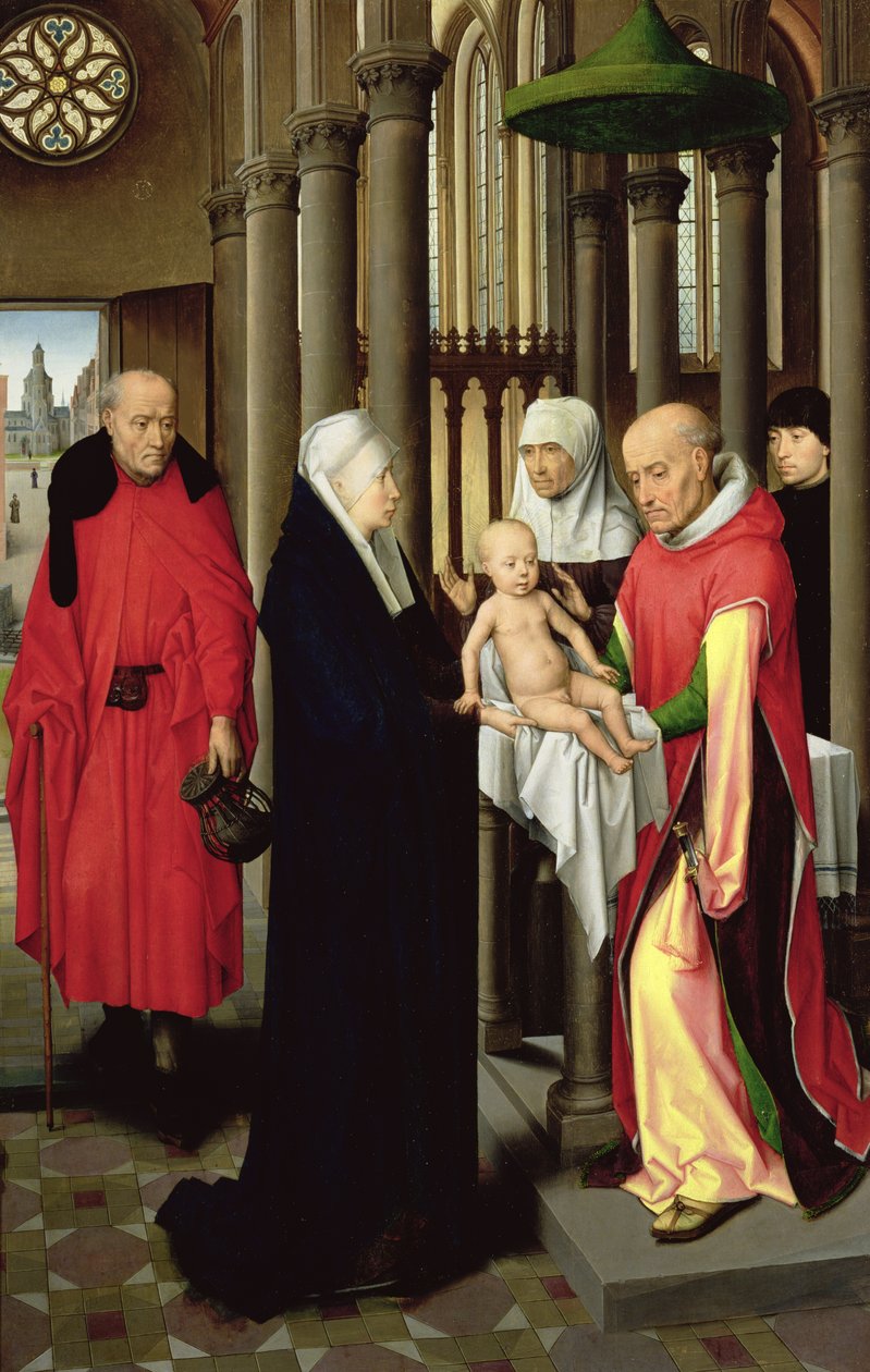 Adoration of the Magi: Triptykens högra flygel, föreställande presentationen i templet, c.1470-72 av Hans Memling