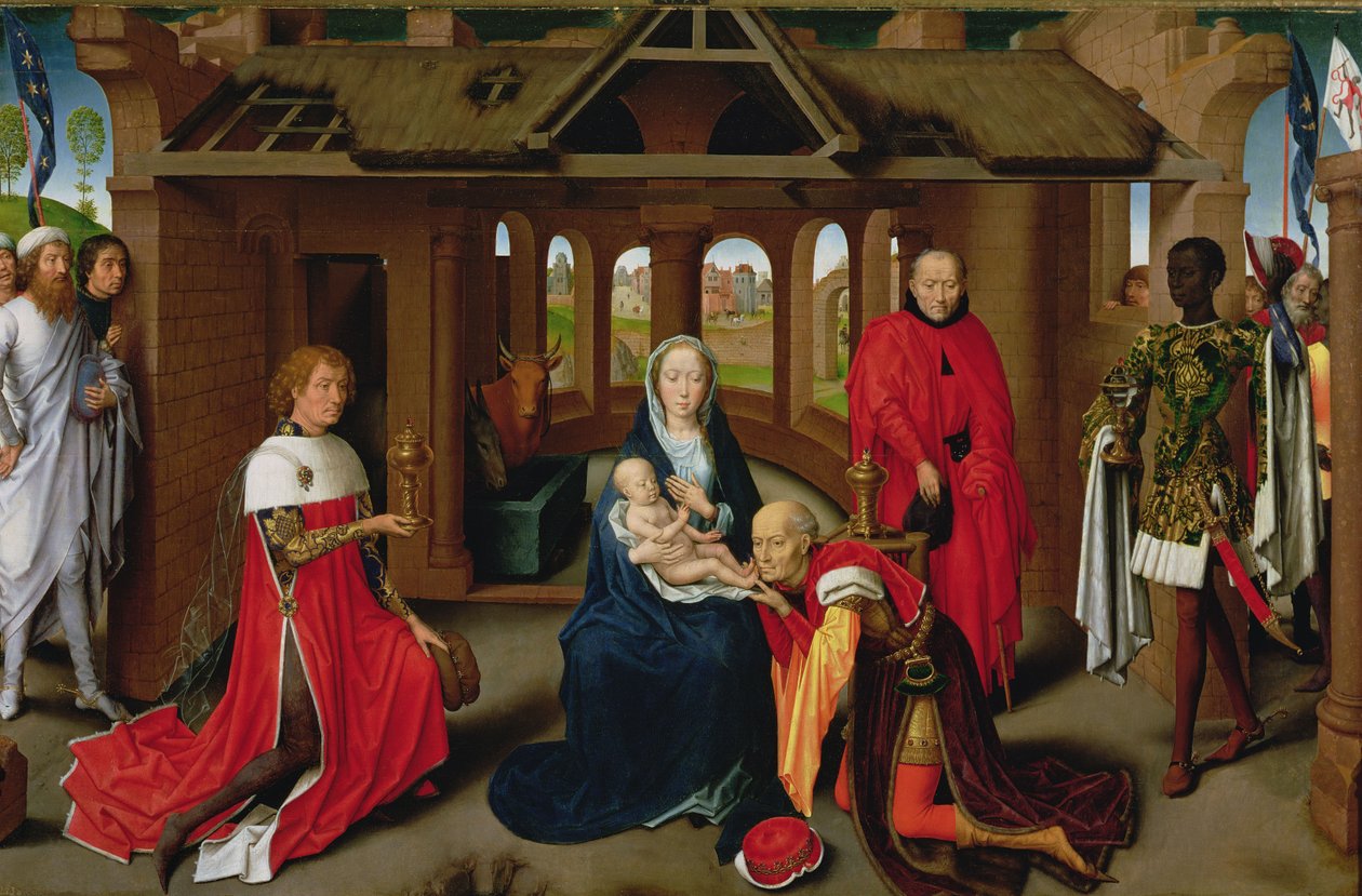 Adoration of the Magi, central panel av Triptyken av Adoration of the Magi, c.1470-72 av Hans Memling