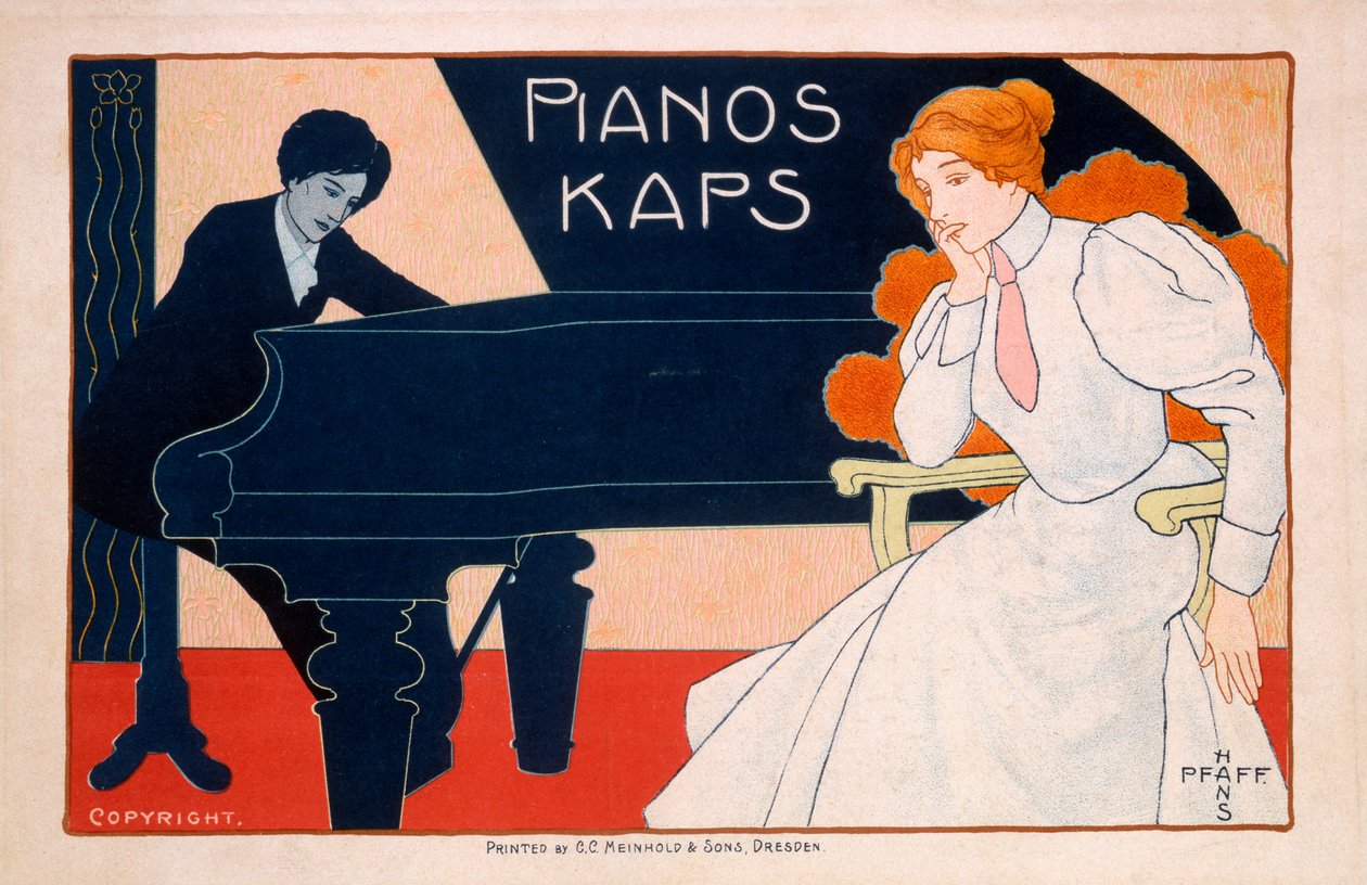 Annons för Kaps Pianos, 1890-talet av Hans Pfaff