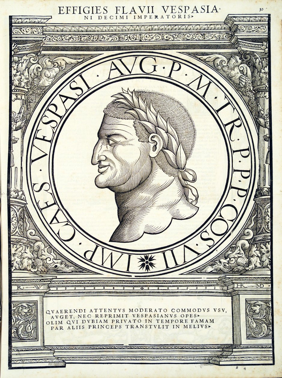 Flavius ​​​​Vespasianus, illustration från de romerska kejsarna i alla de östra och västra regionerna av Hans Rudolf Manuel Deutsch