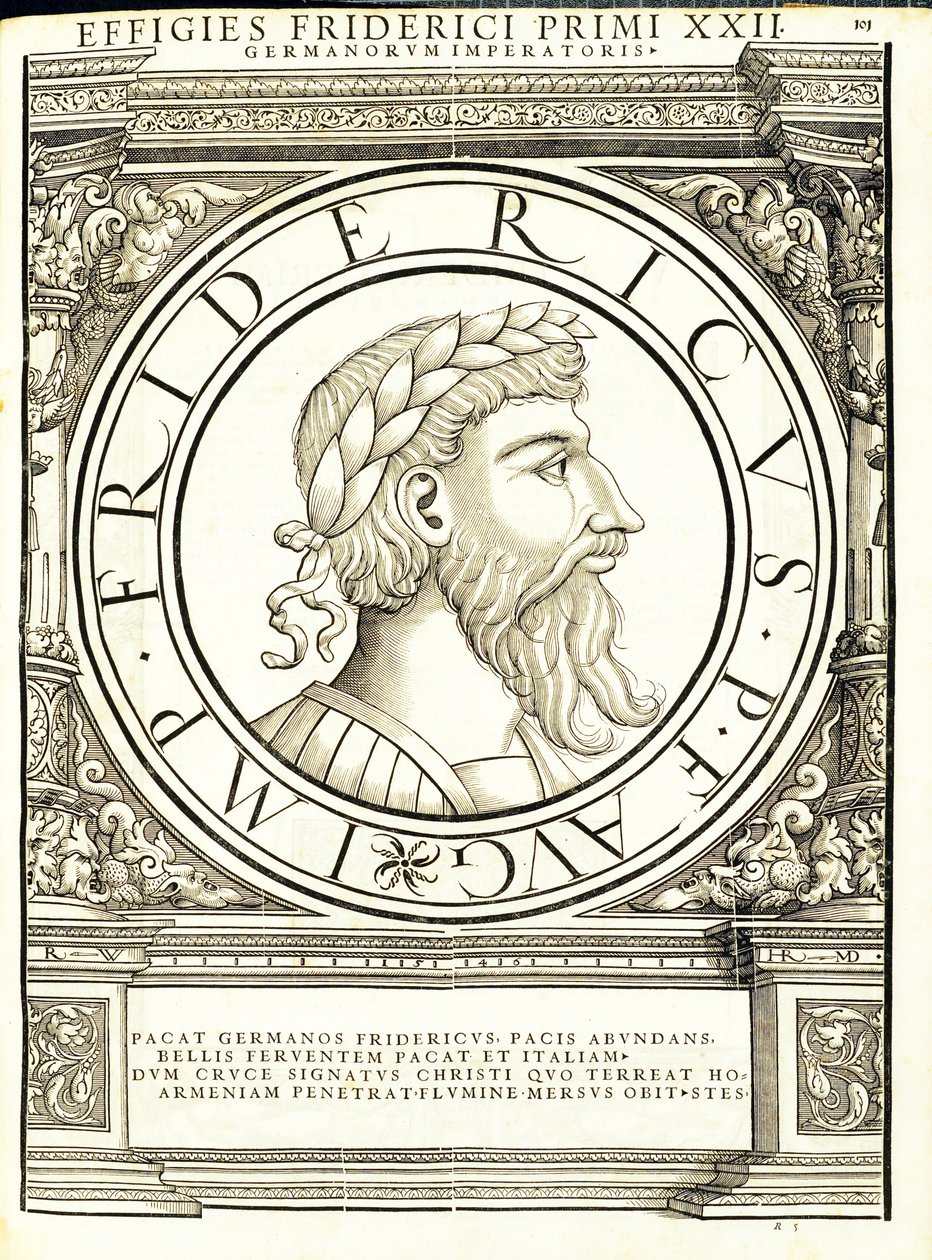 Friedrich I, illustration från "De romerska kejsarna i hela öst och väst" av Hans Rudolf Manuel Deutsch