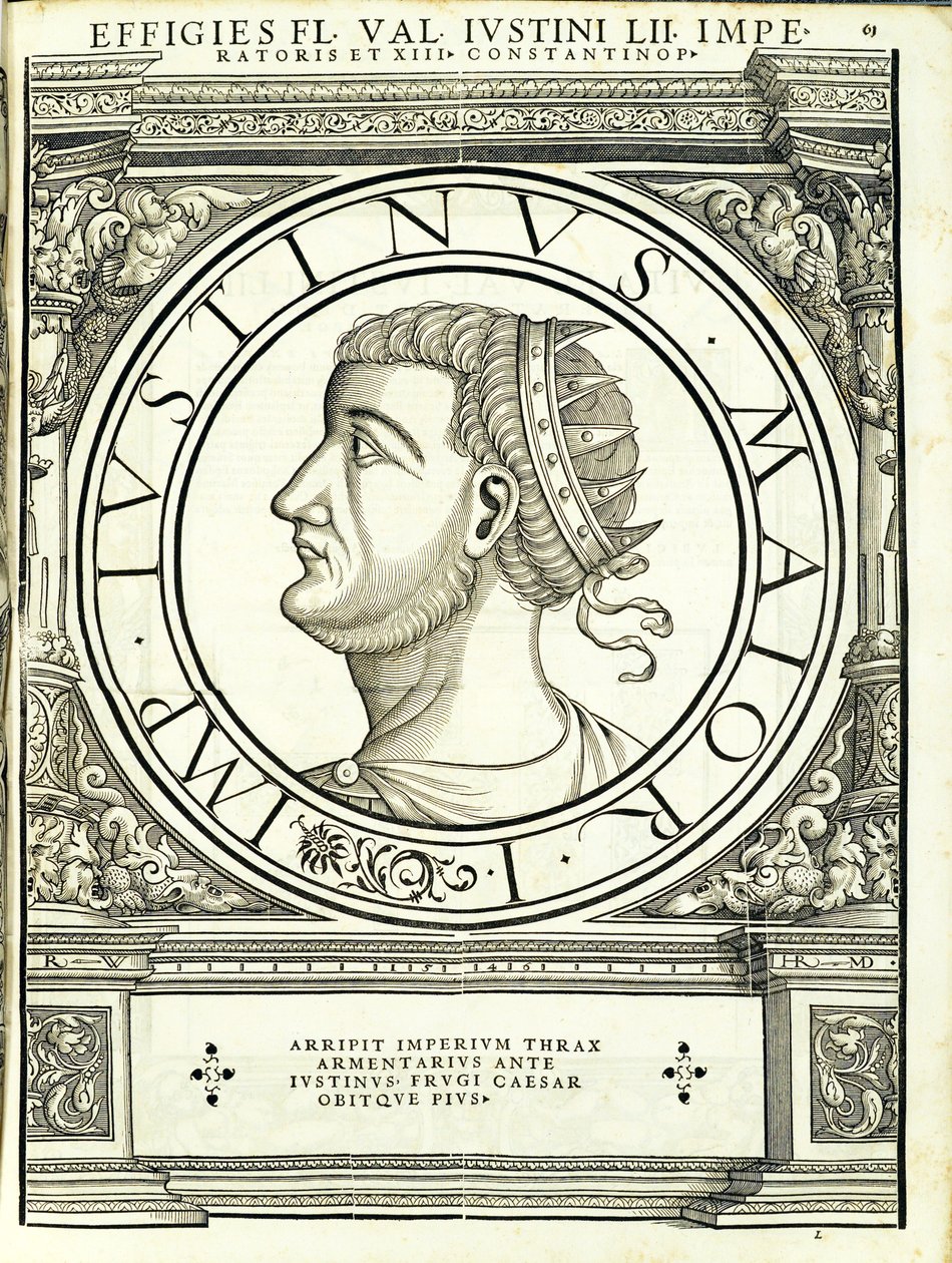 Justinus, illustration från "De romerska kejsarna i hela öst och väst" av Hans Rudolf Manuel Deutsch