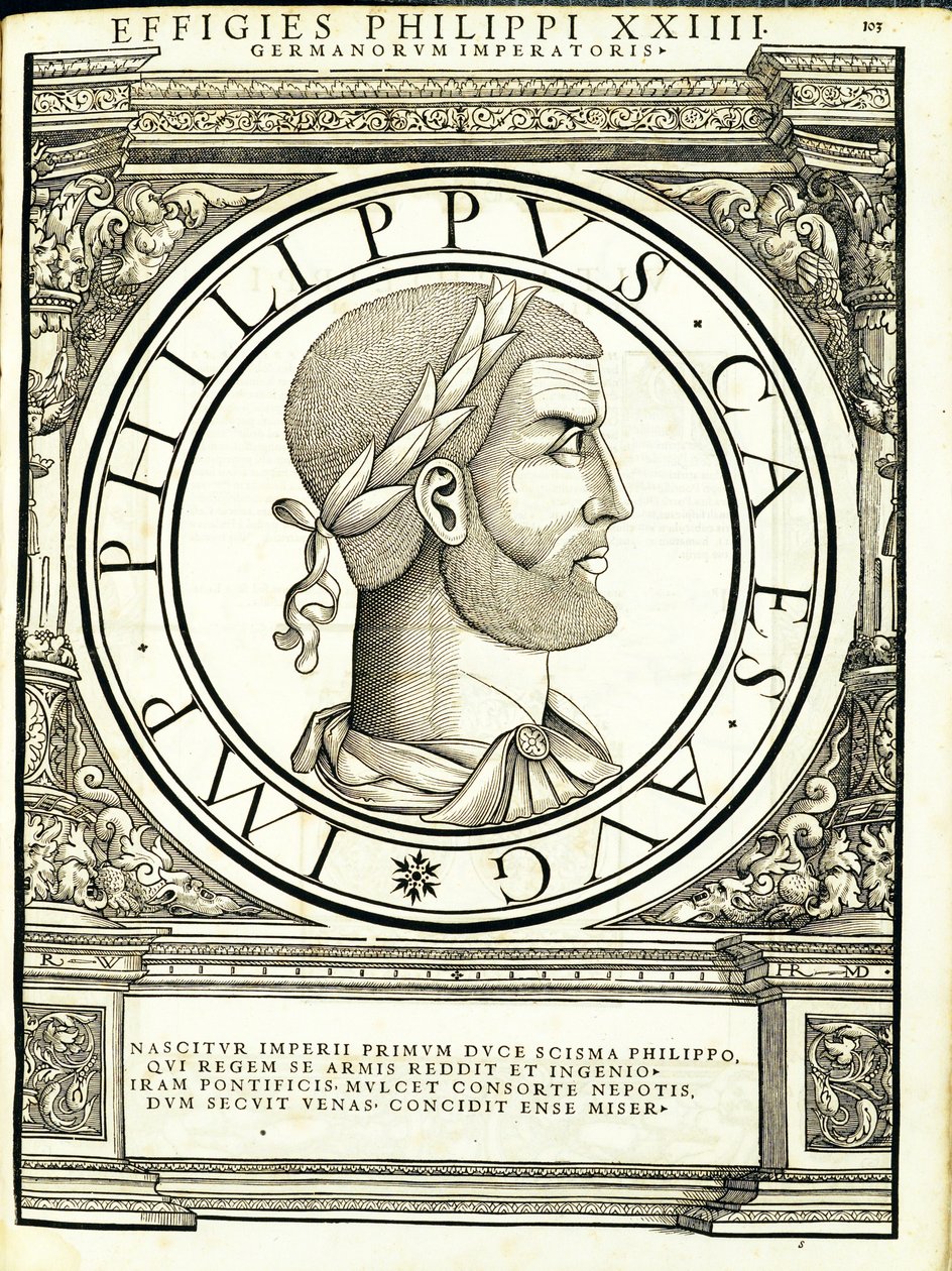 Philippus, illustration från de romerska kejsarna i alla de östra och västra regionerna av Hans Rudolf Manuel Deutsch