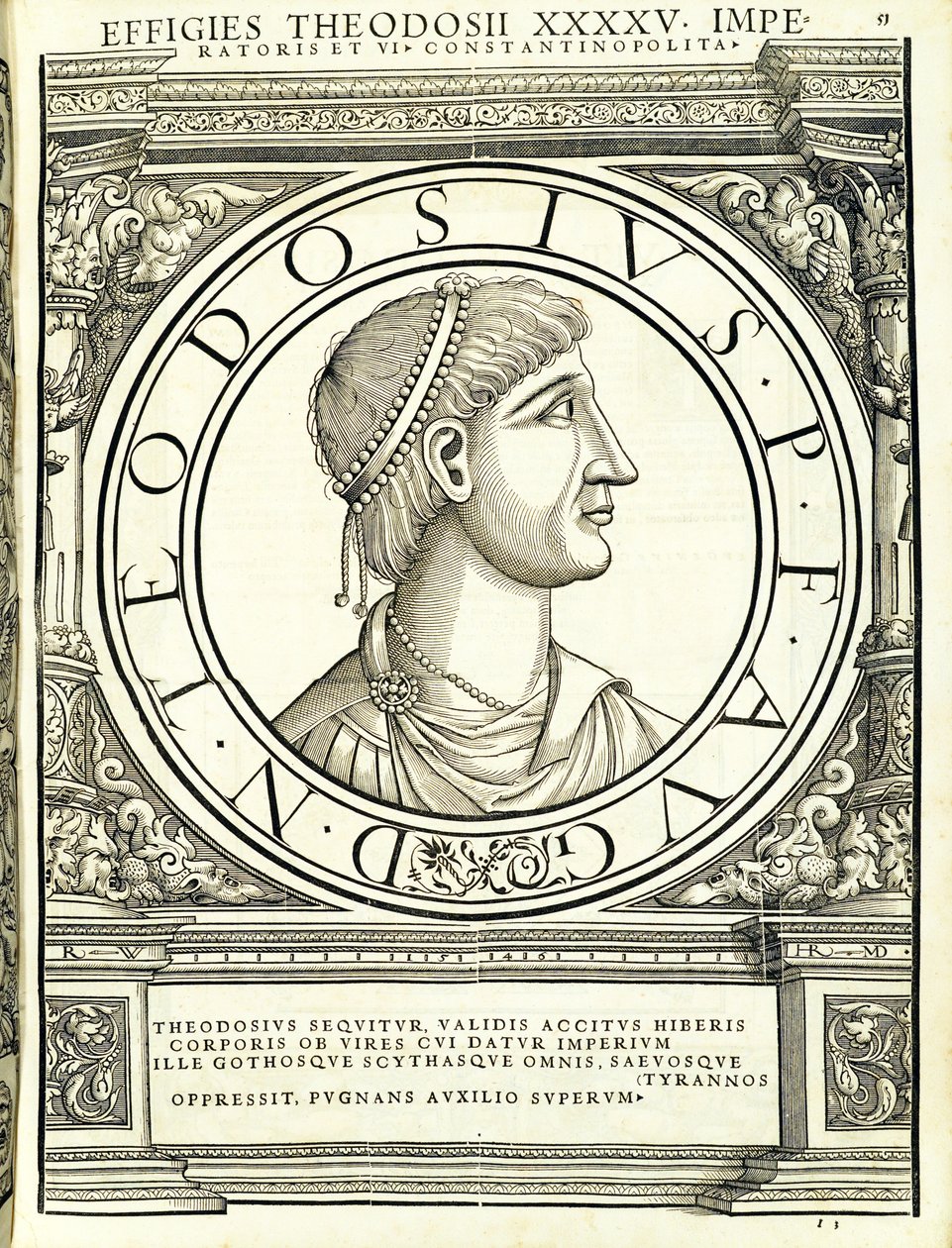 Theodosius I, illustration från "De romerska kejsarna i hela öst och väst" av Hans Rudolf Manuel Deutsch