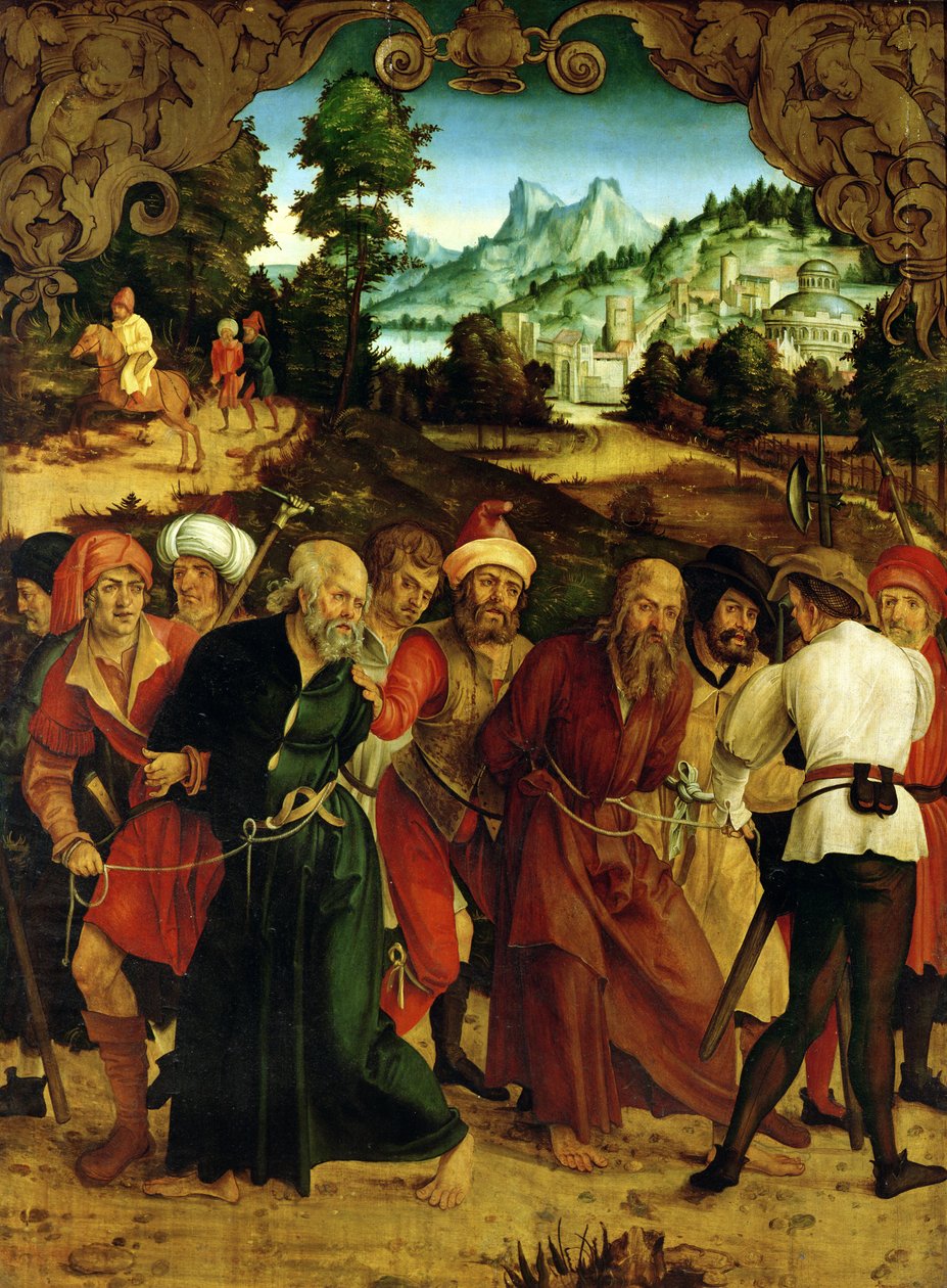 Arresteringen av St. Peter och St. Paul, från en polyptyk som skildrar scener från SS:s liv. Peter och Paul (uppgift om 86832) av Hans Suess Kulmbach