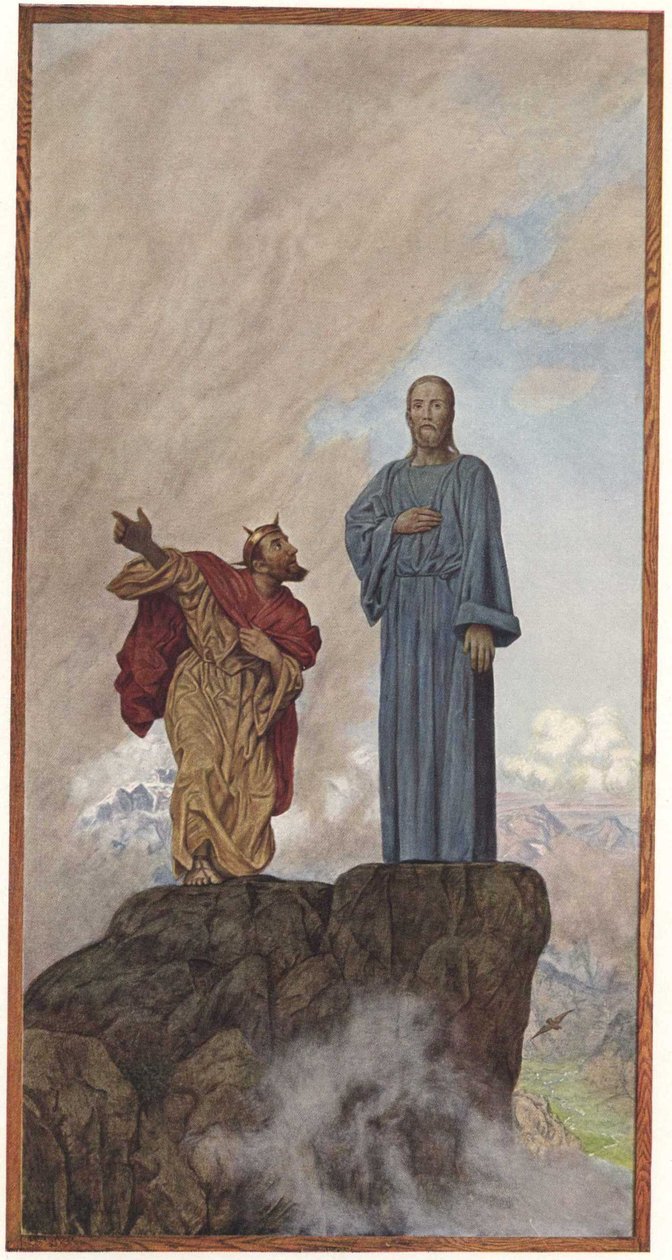  Versuchung auf dem BergenEnglish: Temptation of Christn av Hans Thoma