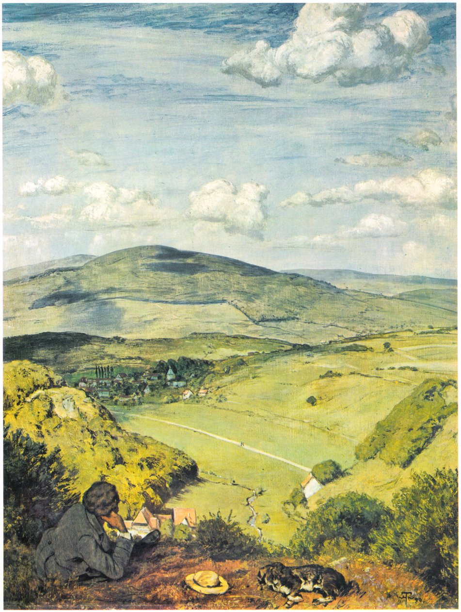 Blick auf ein Taunustal / Taunuslandschaft av Hans Thoma