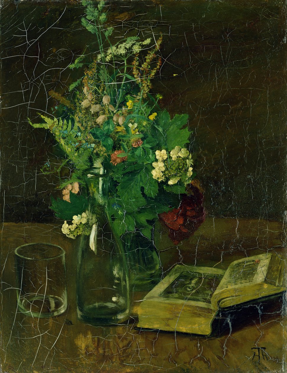 Stilleben med ett knippe blommor och en bibel, 1872 av Hans Thoma