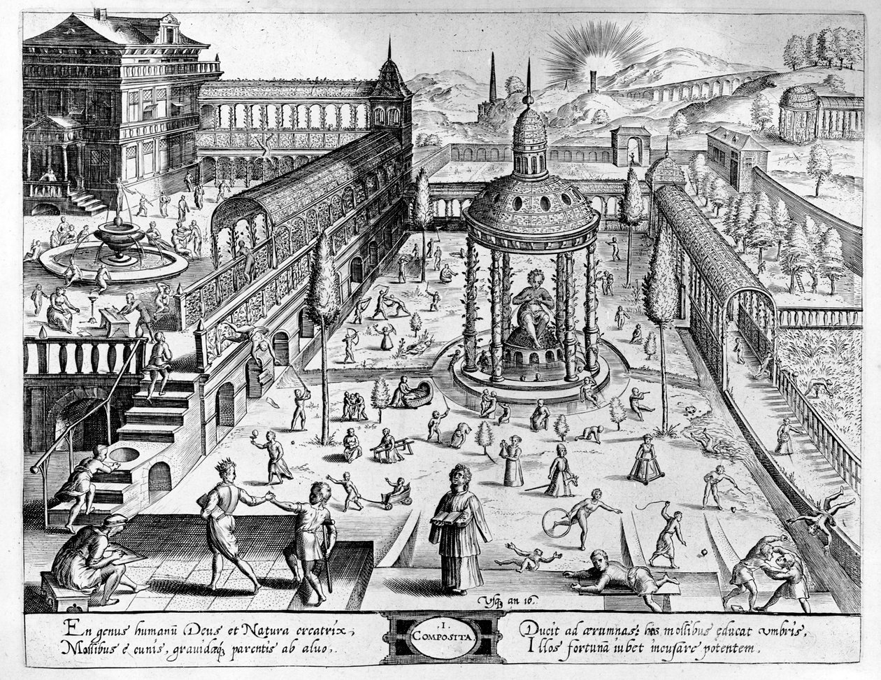 Composita, graverad av Johannes Wierix (1549-c.1618) omtryckt 1638 av Hans or Jan Vredeman de Vries