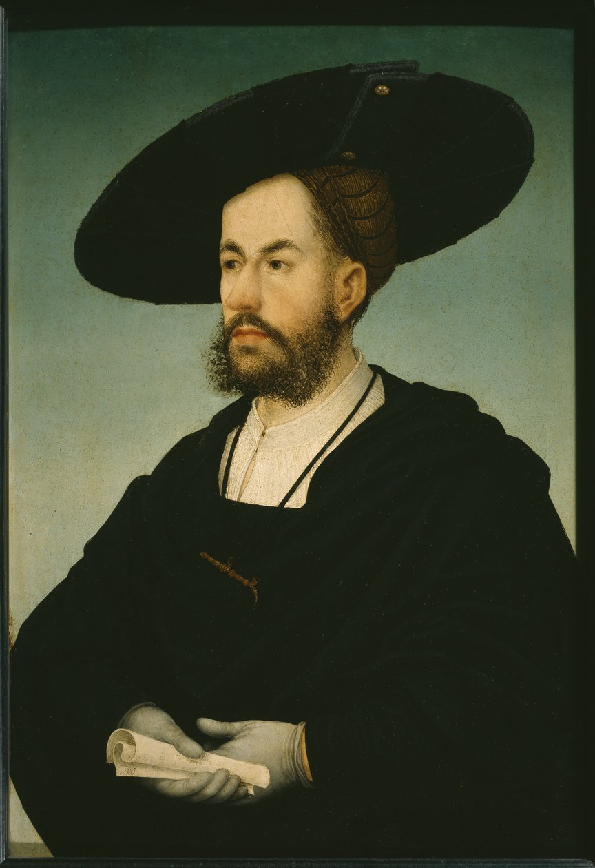 Porträtt av Anton Fugger, ca 1500-29 (olja på kalkpanel) av Hans or Johan Maler