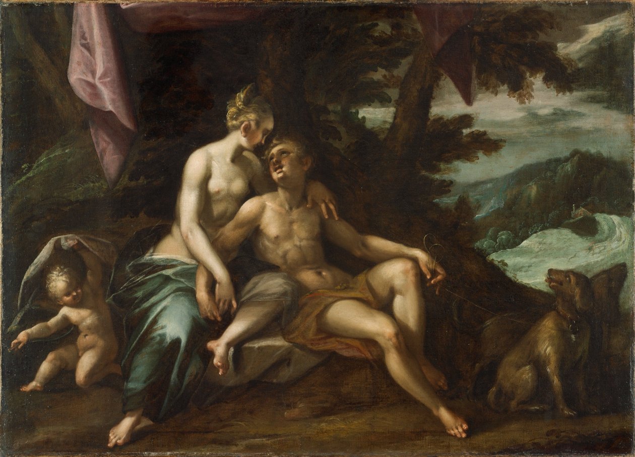 Venus and Adonis av Hans von Aachen  