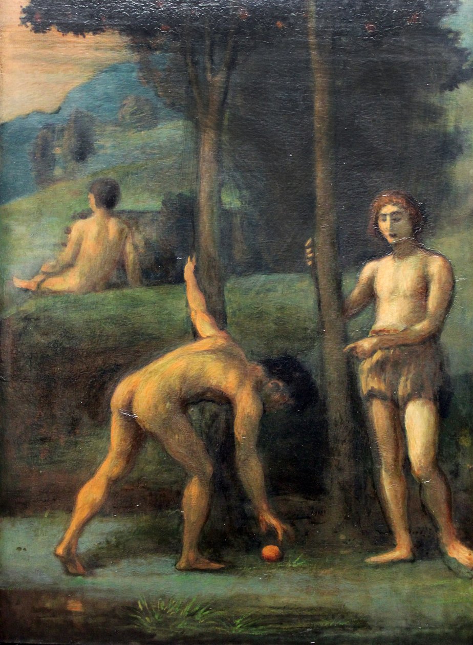  Tree Youths in an Orange GrovenDeutsch: Drei Junglinge in einem Orangenhainn av Hans von Marées