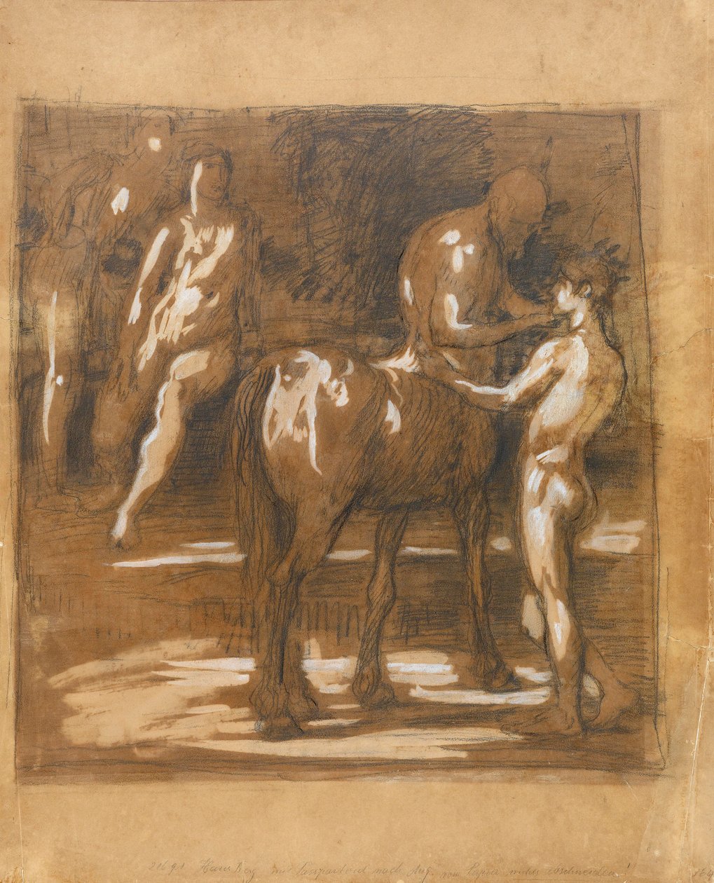 Studieblad med centaur och två figurer av Hans von Marées