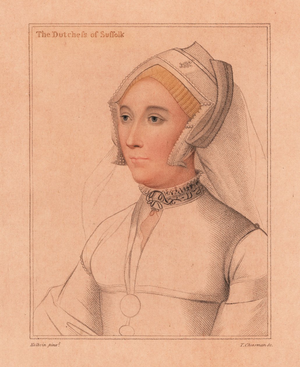 Catherine Brandon, hertiginna av Suffolk, 1812 (gravyr) av Hans (after) Holbein the Younger