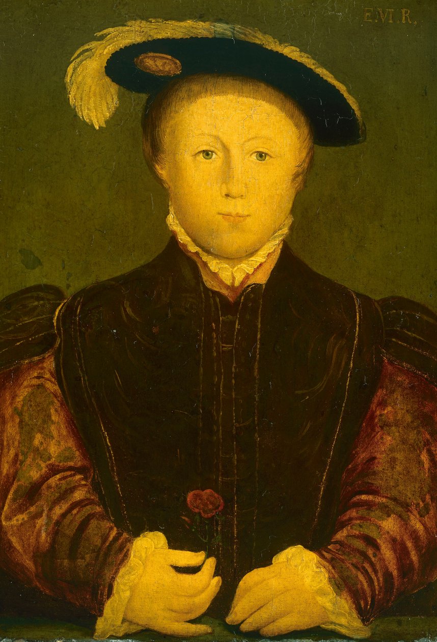 Edward VI (olja på pannå) av Hans (after) Holbein the Younger