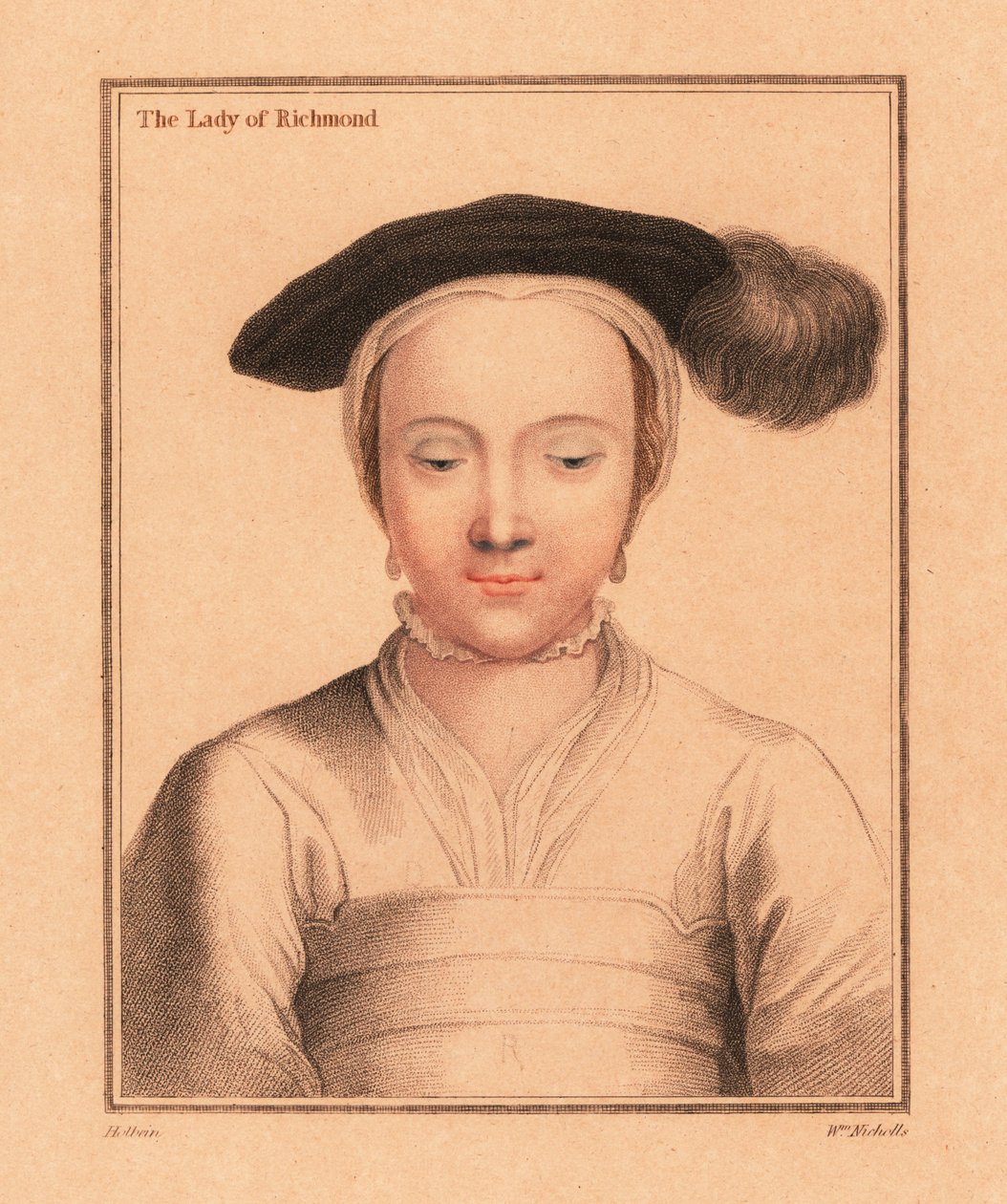 メアリー フィッツロイ、リッチモンドとサマセット公爵夫人、1812 年 (彫刻) スウェーデン語 av Hans (after) Holbein the Younger