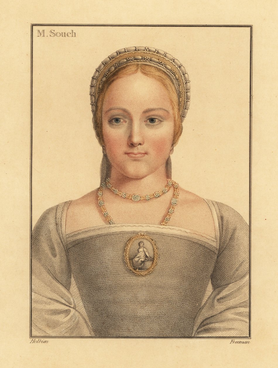 Mary Zouch, kvinna i väntan på Jane Seymour., 1812 (gravyr) av Hans (after) Holbein the Younger