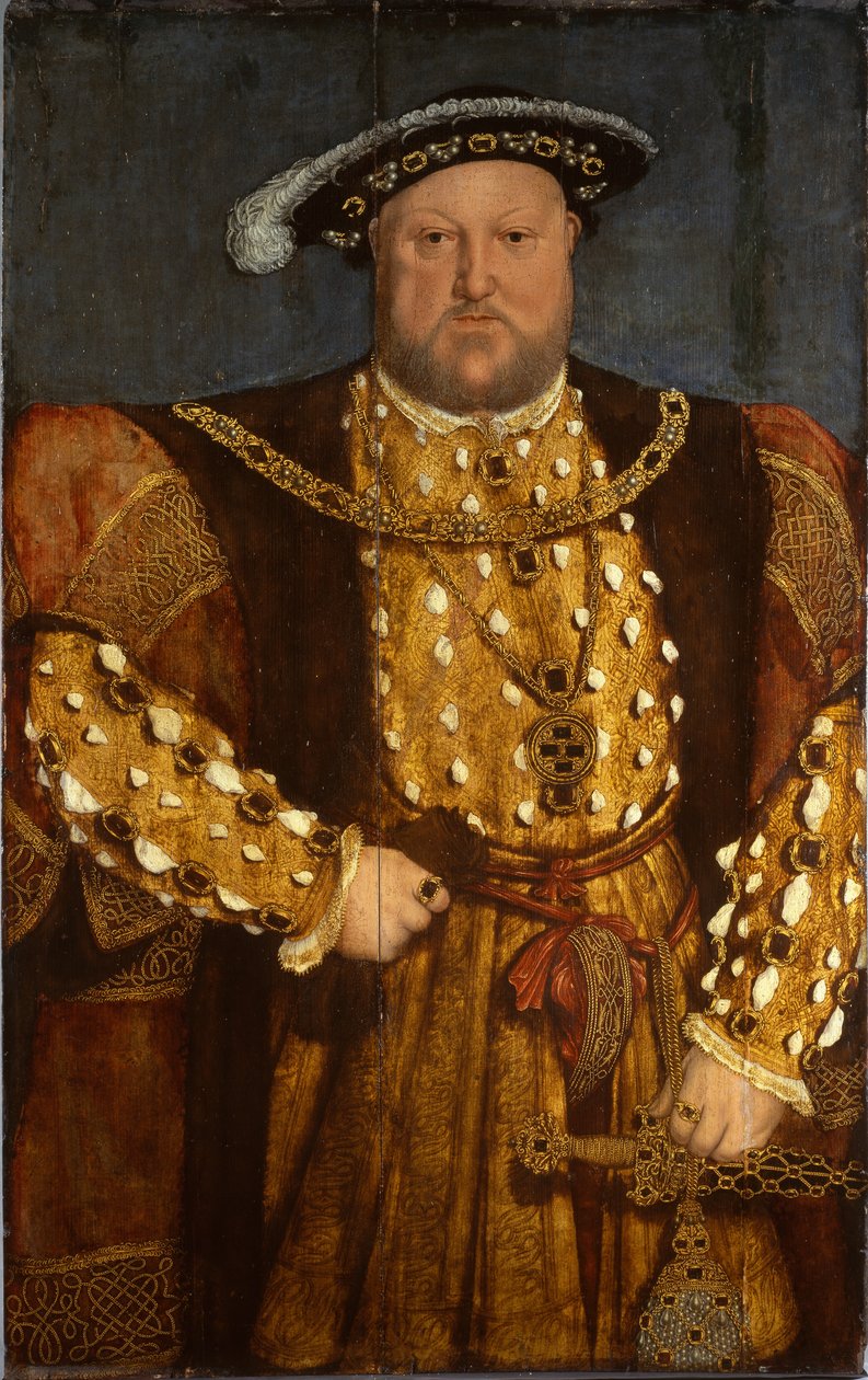 Porträtt av kung Henrik VIII (olja på trä) av Hans (after) Holbein the Younger