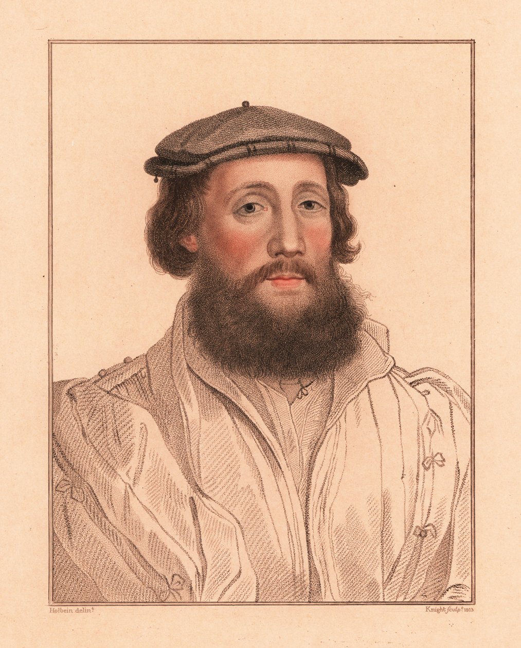 Porträtt av en okänd man, kung Henrik VIII:s hov, ca. 1532., 1812 (gravyr) av Hans (after) Holbein the Younger