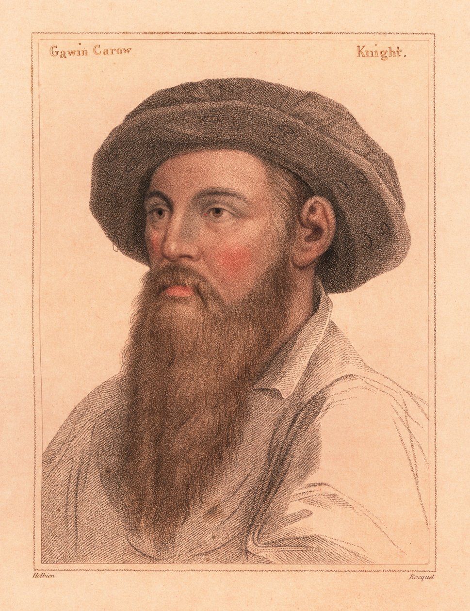 Sir Gavin Carew, son till Sir Edmond Carew från Stringham., 1812 (gravyr) av Hans (after) Holbein the Younger