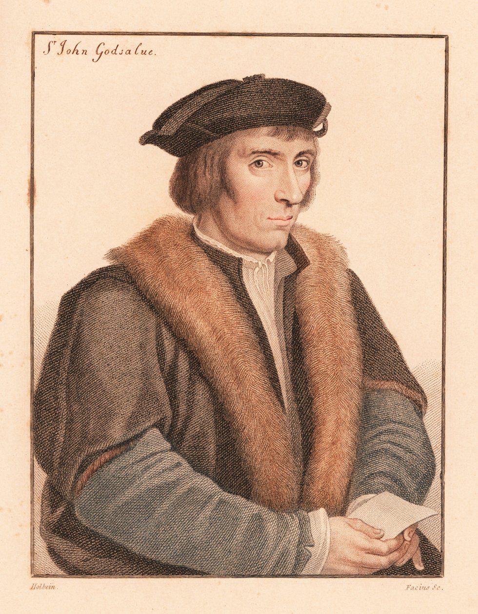 Sir John Godsalve, engelsk politiker, död 1557, 1812 (gravyr) av Hans (after) Holbein the Younger