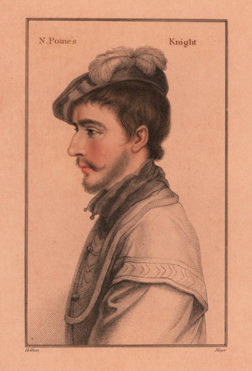 Sir Nicholas Poyntz (ca 1528-1556), engelsk hovman, 1812 (gravyr) av Hans (after) Holbein the Younger