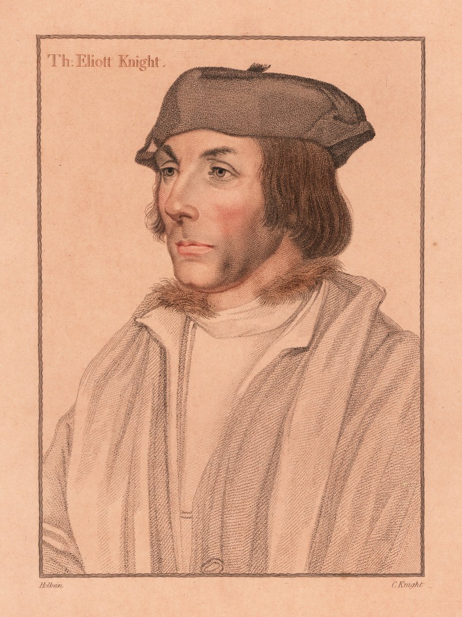 Sir Thomas Elyot, engelsk diplomat och forskare., 1812 (gravyr) av Hans (after) Holbein the Younger