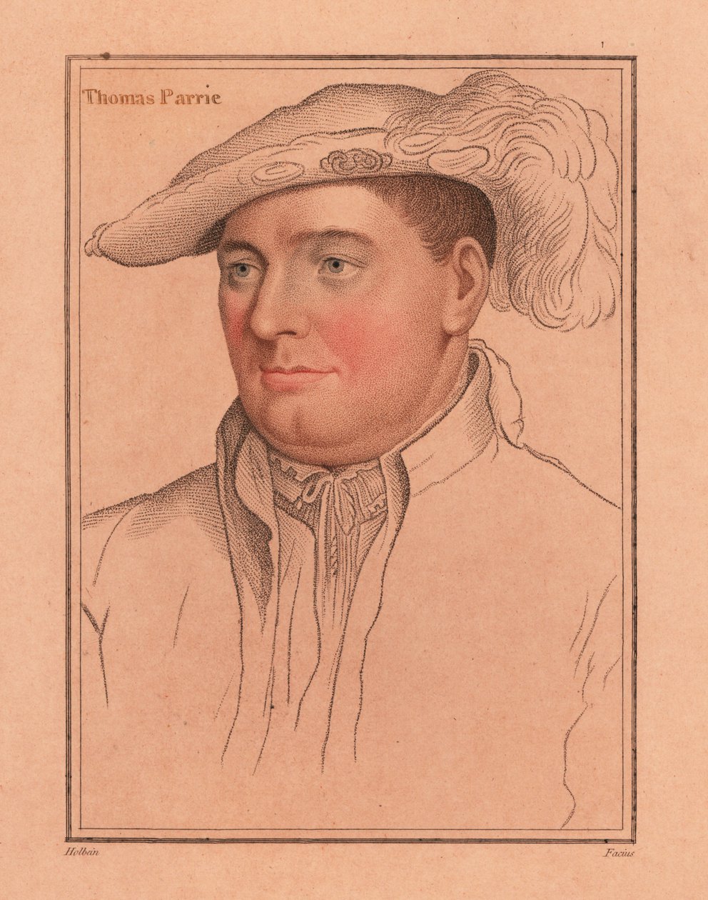 サー・トーマス・パリー、エリザベス1世の世帯の会計監査人、1812年（彫刻）スウェーデン語 av Hans (after) Holbein the Younger