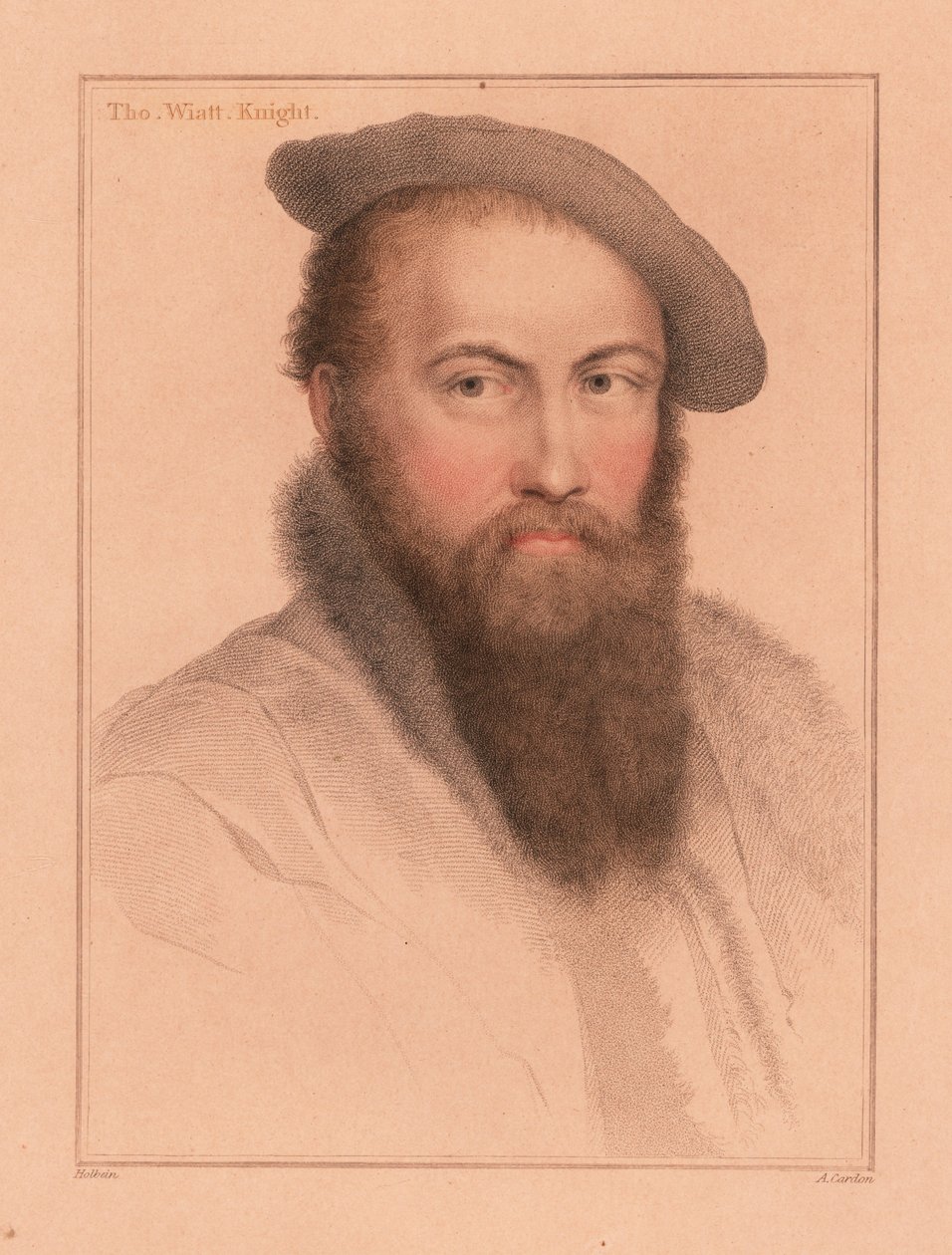 Sir Thomas Wyatt, engelsk ambassadör och poet., 1812 (gravyr) av Hans (after) Holbein the Younger