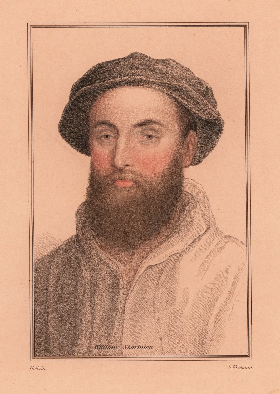 Sir William Sharington, engelsk hovman till kung Henry VIII., 1812 (gravyr) av Hans (after) Holbein the Younger