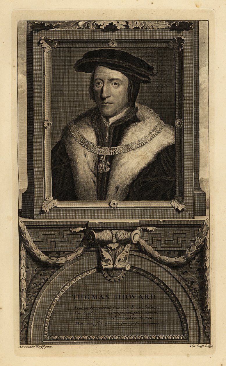 Thomas Howard, 3:e hertigen av Norfolk (1473-1554) (gravyr) av Hans (after) Holbein the Younger