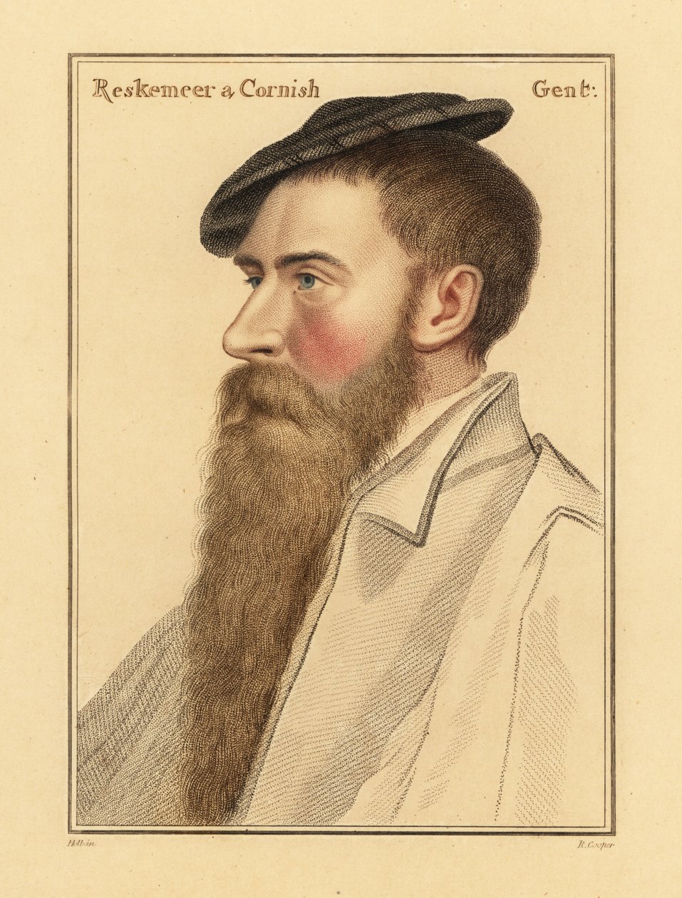 William Reskimer, hovman åt kung Henrik VIII. ,1812 (gravyr) av Hans (after) Holbein the Younger