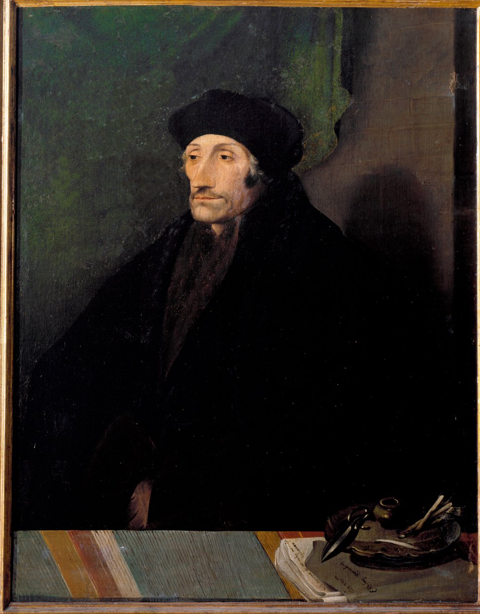 Porträtt av Erasmus av Rotterdam, holländsk humanist av Hans (attr. to) Holbein the Younger