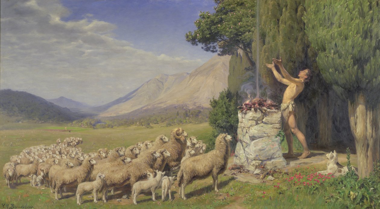 Abels erbjudande, 1908 av Hans Andersen Brendekilde