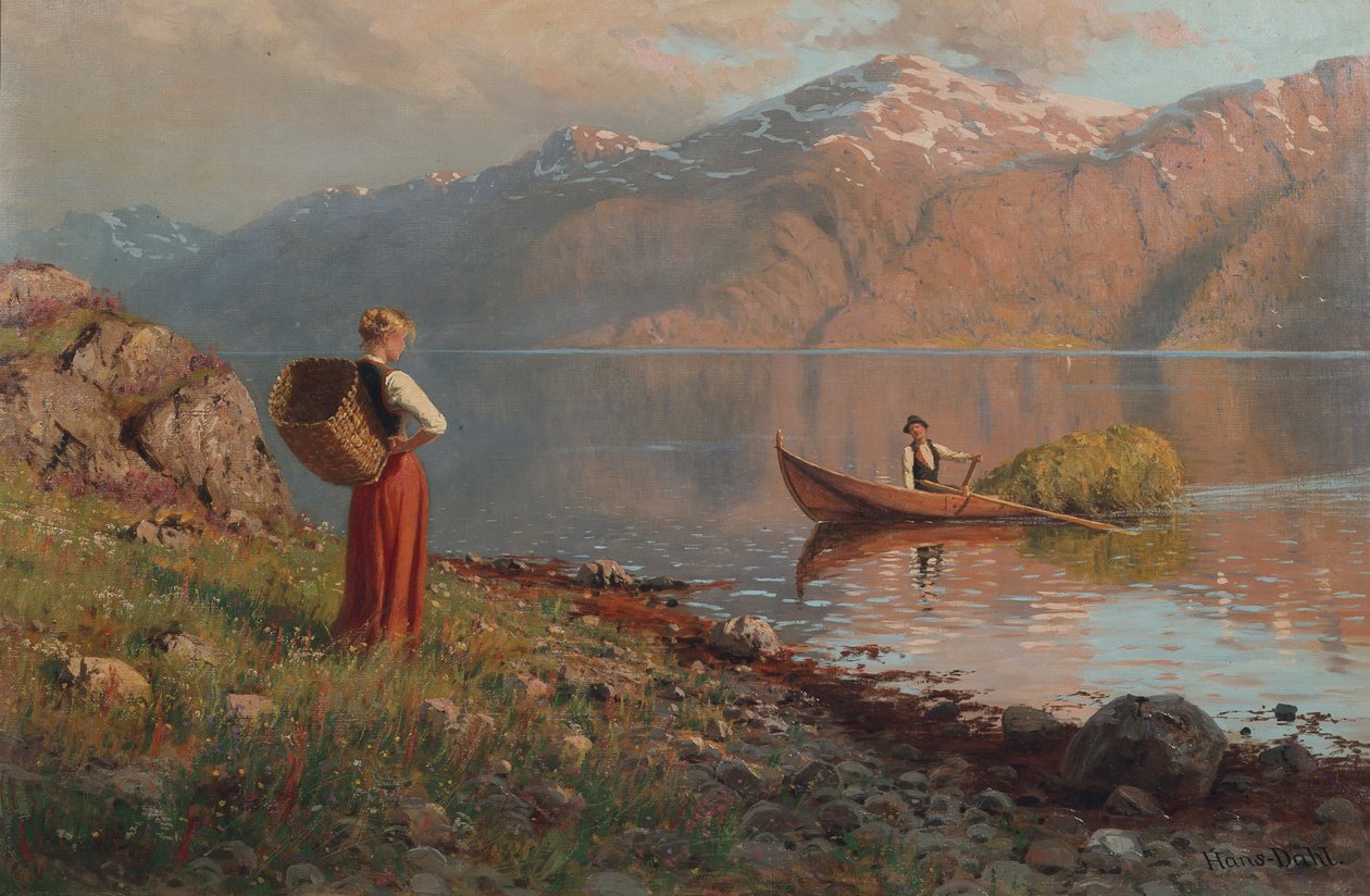 Date by the Fjord (olja på duk) av Hans Andreas Dahl