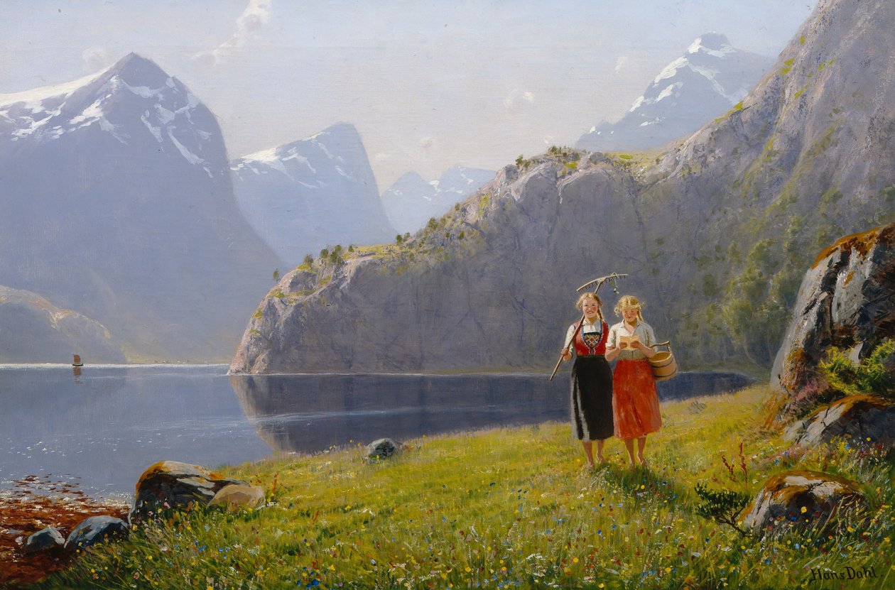 Sommardag på Balestrand (olja på duk) av Hans Andreas Dahl