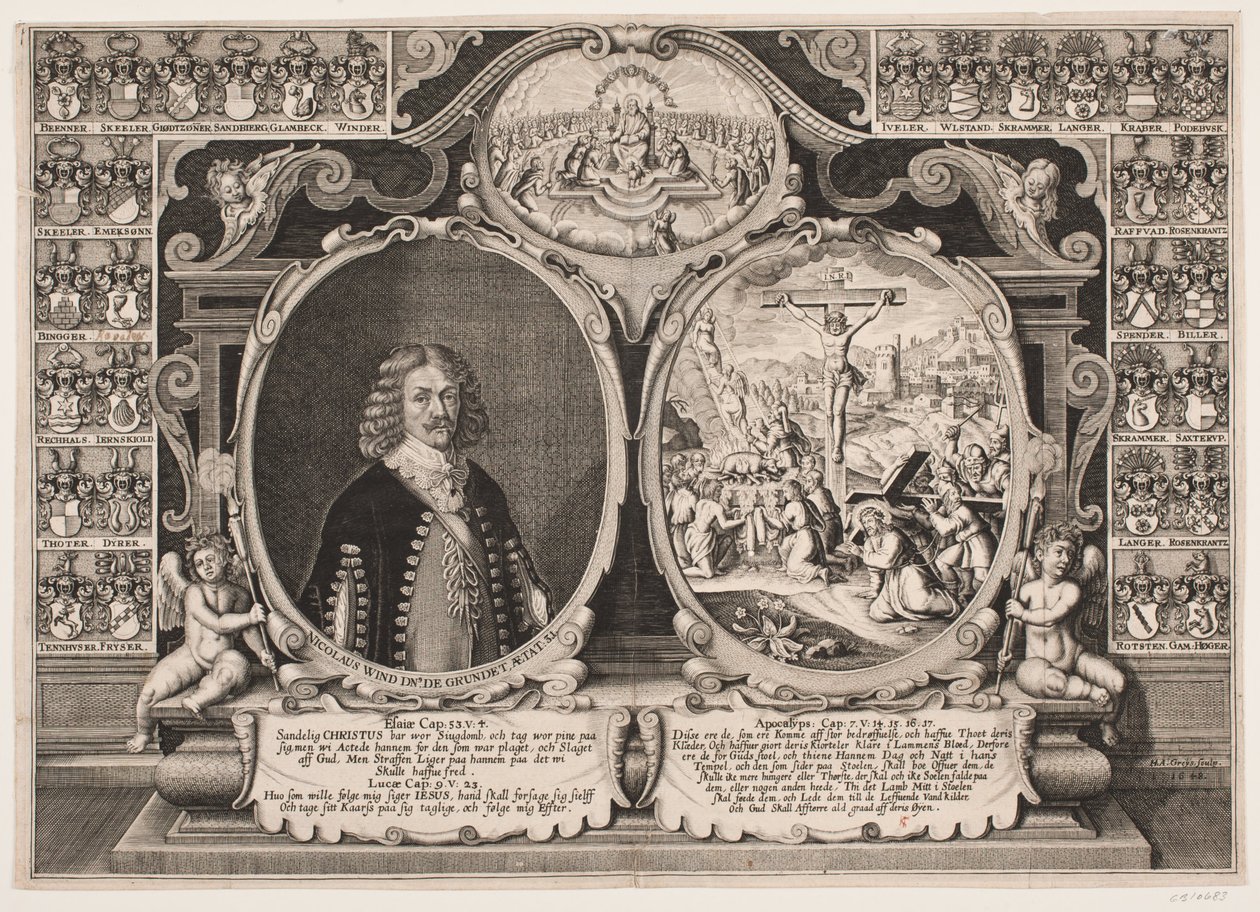 Niels Windet til Grundet och en framställning av Kristus på korset av Hans Andreas Greys