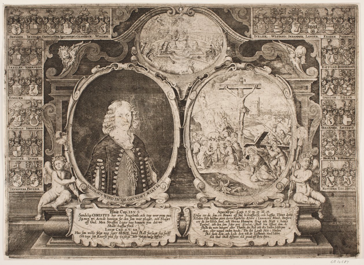 Niels Windet til Grundet och en framställning av Kristus på korset av Hans Andreas Greys
