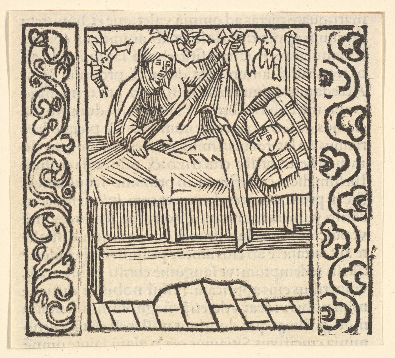 Caring for the Dead, illustration från Speculum Passionis, 1507, 1507. av Hans Baldung