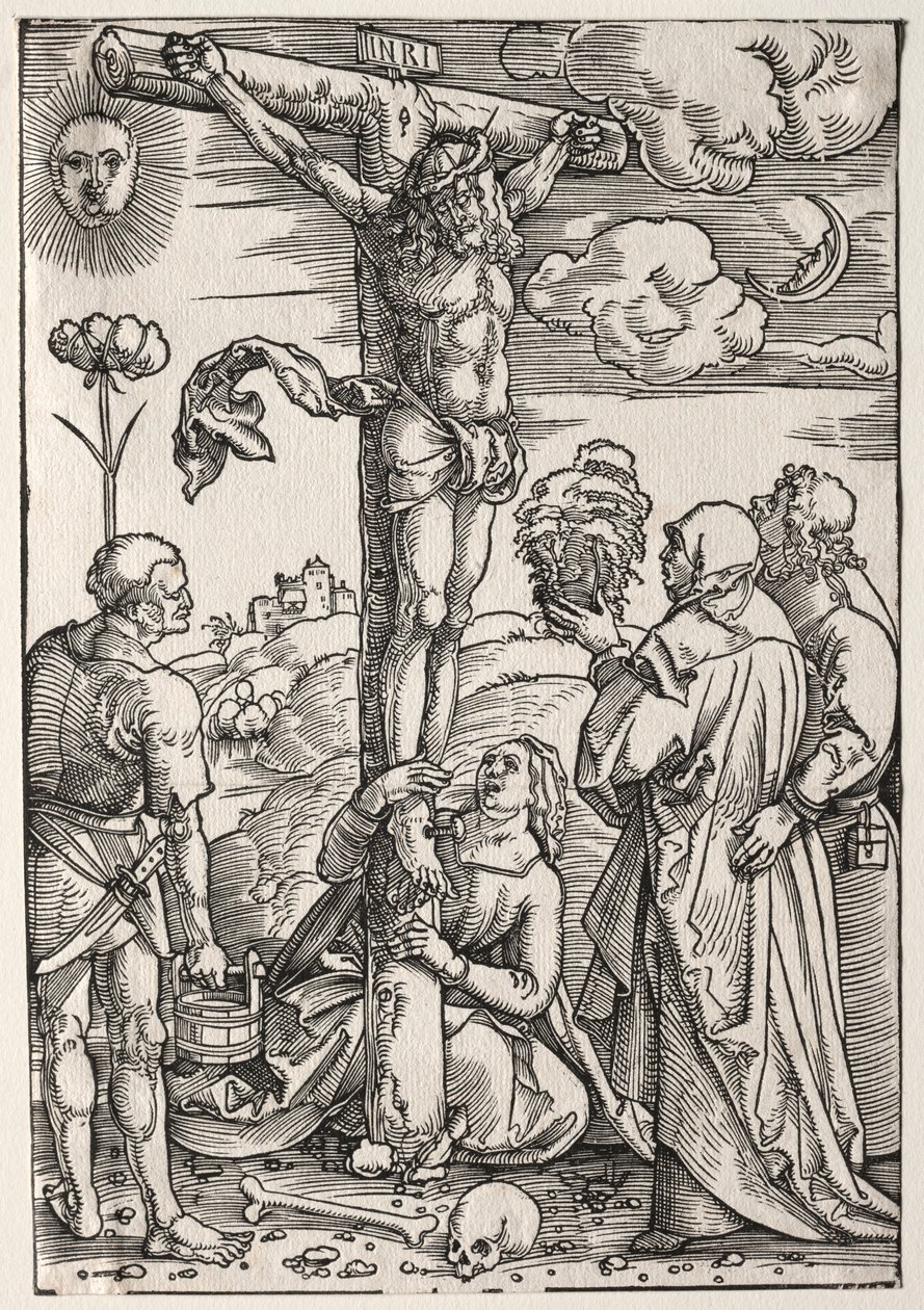 Kristus på korset med Maria, Sankt Johannes, Maria Magdalena och Sankt Stefan av Hans Baldung