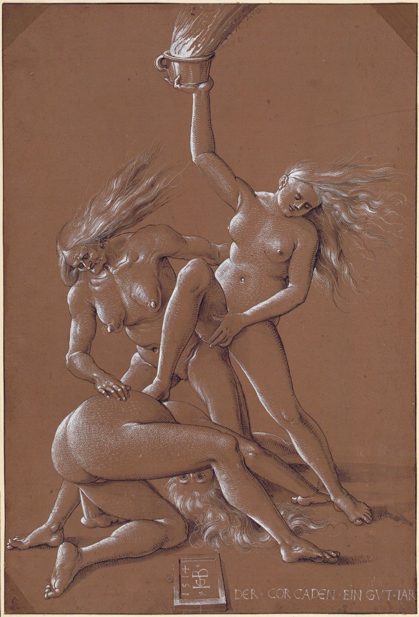 Nyårshälsning med tre häxor, 1514 av Hans Baldung